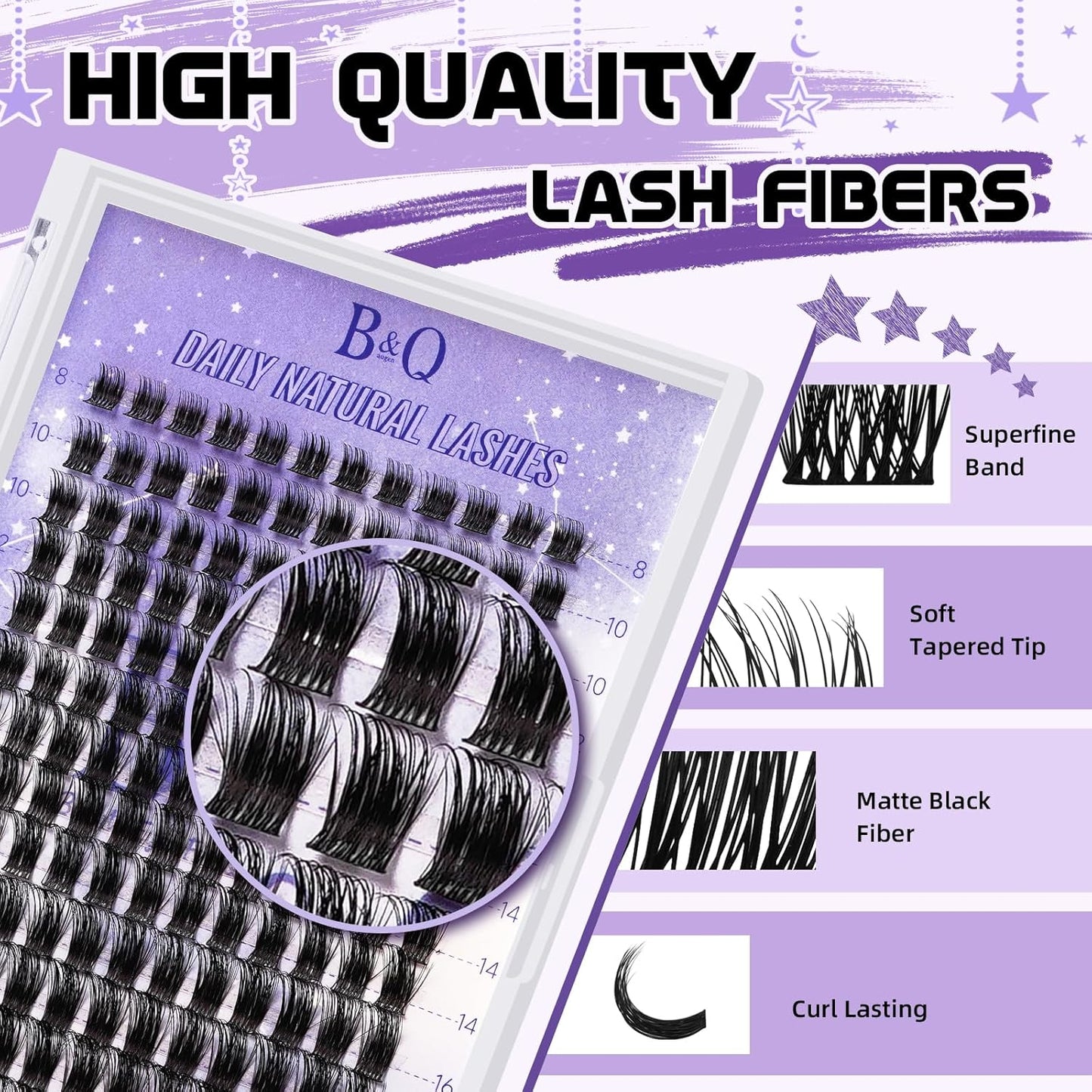 B&Q Lash Clusters Natural Cluster Eyelash Extensions 156 PCS Eyelash Clusters D Curl Z01 Individual Lashes for Beginners 8-18mm Cluster Lashes Superfine Band Eyelash Extension at Home（Z09-D-8-18mix）