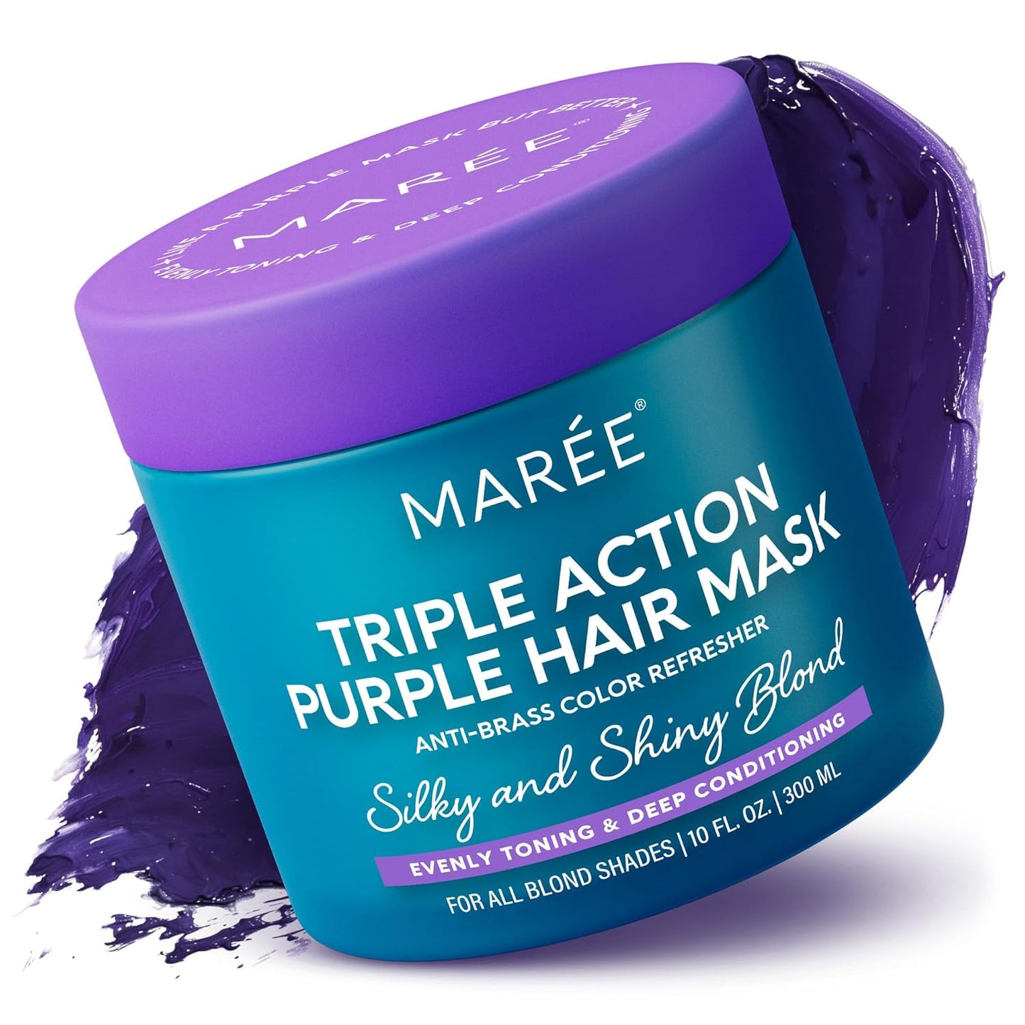 MAREE Purple Hair Mask – Toner for Blonde Hair – Purple Conditioner for Orange Brassy Bleached Highlighted – Grey, Silver, Ash Color Treated – Keratin Hair Care & Biotin – Matizador Para Cabello Rubio