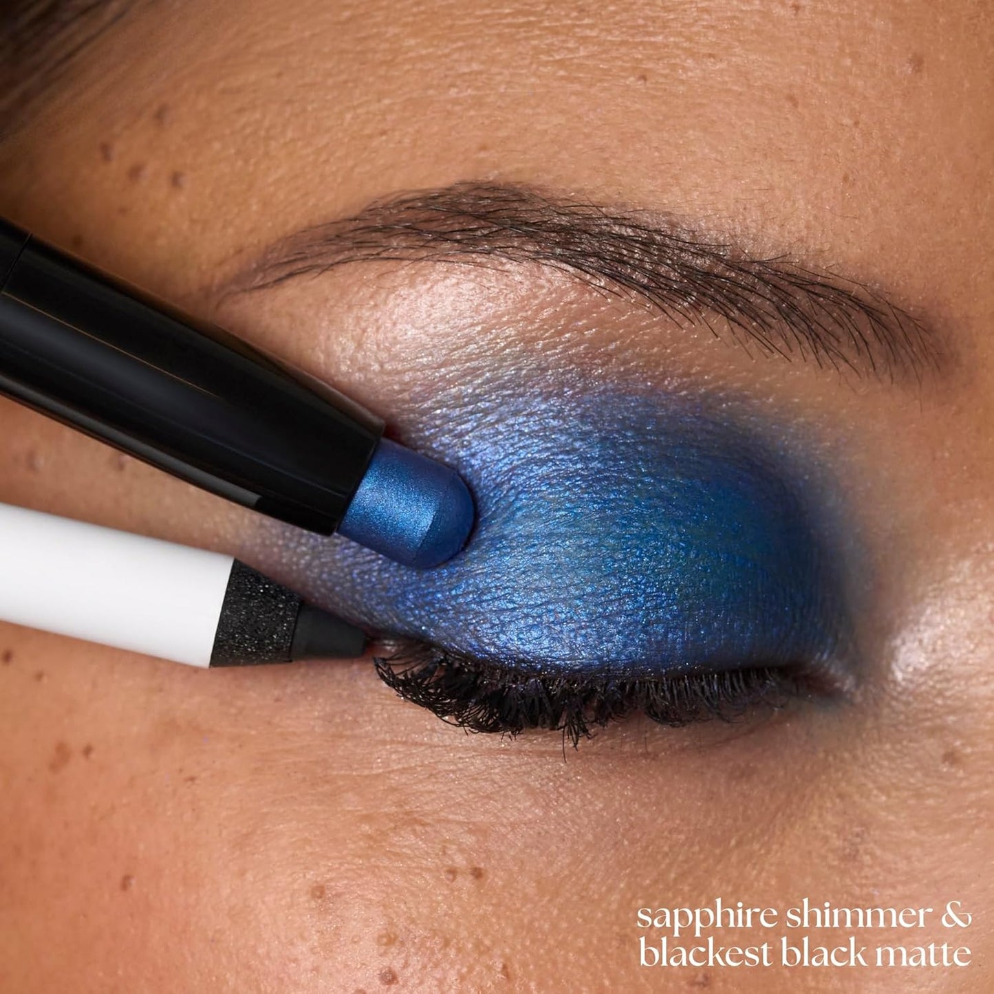 Julep Twice As Nice Eyeshadow Stick and Eyeliner Duo | Includes Eyeshadow 101 Creme-to-Powder Waterproof Shadow Stick, Sapphire Shimmer and All-Day Gel Eyeliner Pencil, Blackest Black