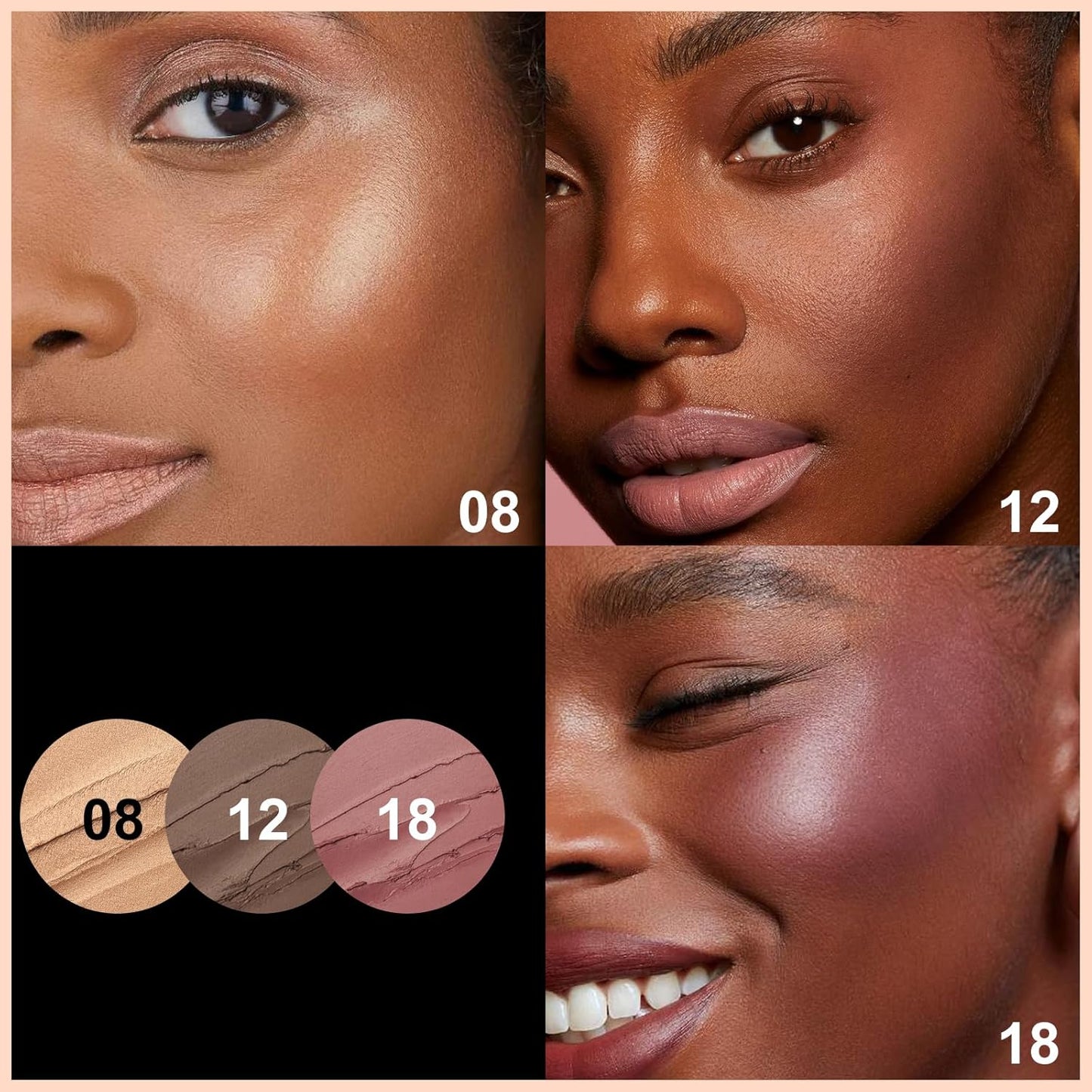 FOCALLURE 3 Pcs Cream Contour Sticks,Shades with Highlighter & Bronzer & Blush,Non-greasy Long-wear Face Contouring Pen,Easy to Sculpt the Face and Create a Lightweight Finishing Makeup,MEDIUM-DEEP