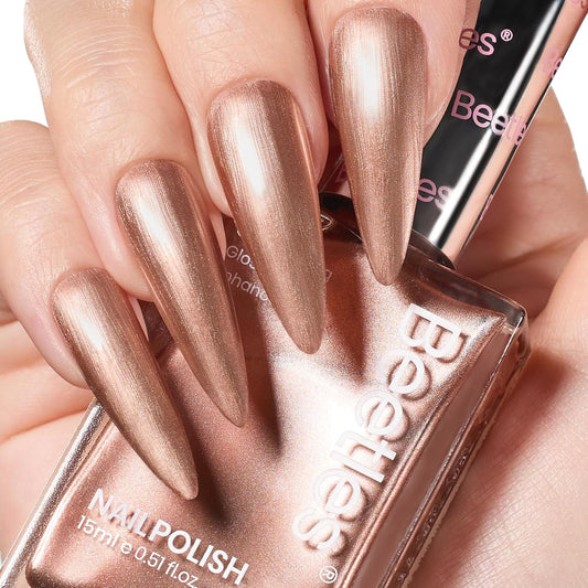 Beetles Glitter Nail Polish - 15ml Fast Drying & Long Lasting Bronzer Gold Nail Lacquer Finish for Women