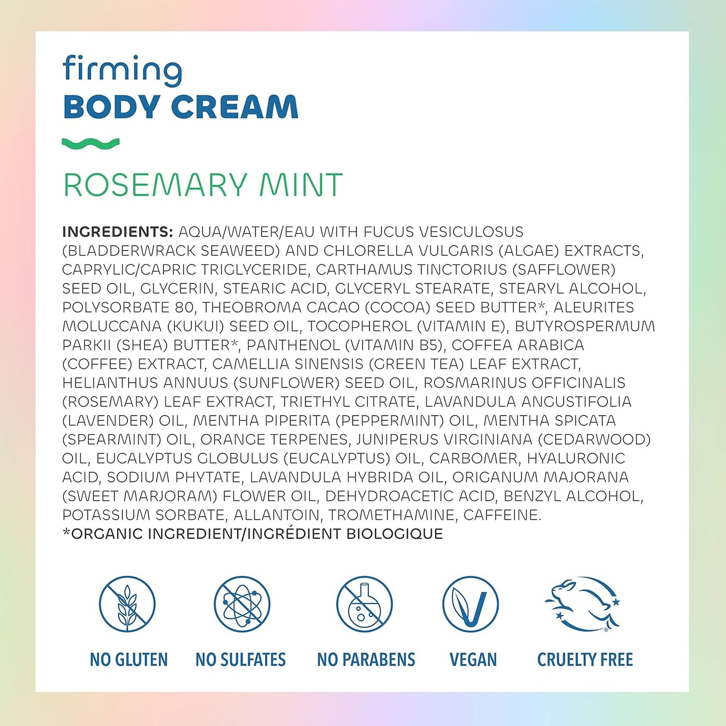 Seaweed Bath Co. Firming Body Cream - Rosemary Mint - Hydrating Hand and Body Lotion with Hyaluronic Acid - Toning Skin Moisturizer for Dry Skin - 6 oz (Pack of 2)