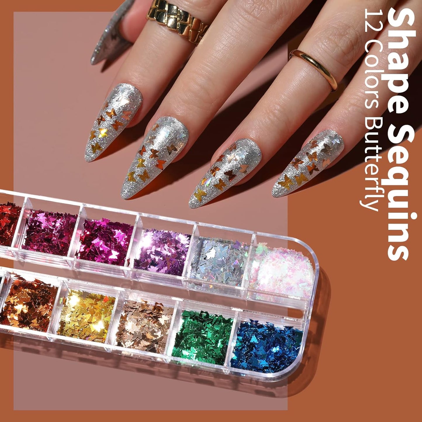 FANDAMEI Nail Tools, Nail Art Brushes Set, Nail Art Dotting Tools, Nail Stickers, Butterfly Nail Art Sequins, Nail Foils, Nail Art Flakes Iridescent, Nail Art Kits, Rhinestones For Nails Design