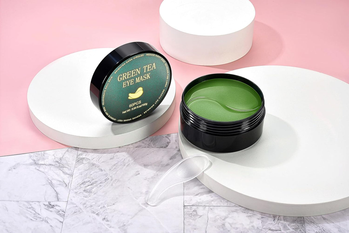 Under Eye Masks, 60pcs Green Tea Collagen Eye Mask, Green Under Eye Patches for Puffy Eyes,Dark Circles,Eye Bags,Puffiness,Natural Moisturizing Collagen Eye Gel Pads, Anti-Aging Eye Masks