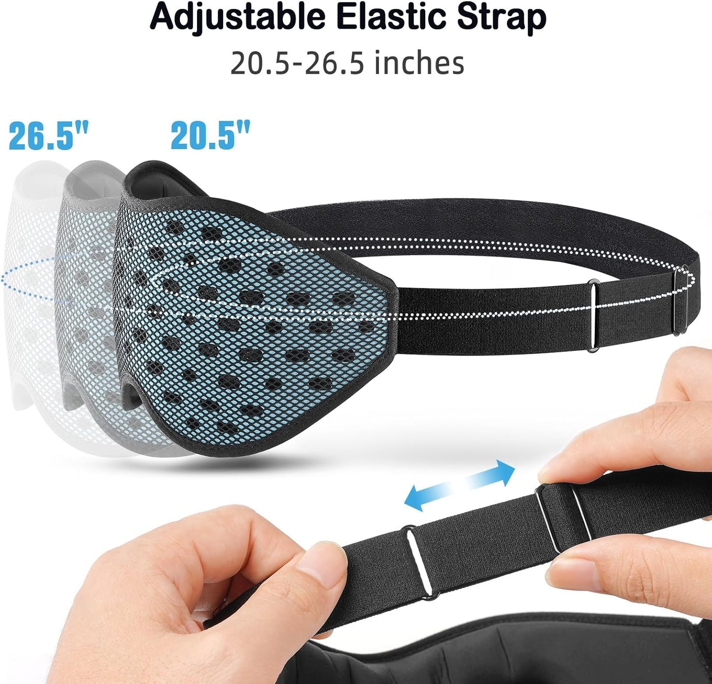 LitBear Breathable Sleep Mask, 3D Eye Mak Sleep for Side Sleepers Women Men, Light Blocking Sleeping Mask with Adjustable Strap, Soft Lightweight Eye Cover for Travel, Night Work, Nap -Ice Blue