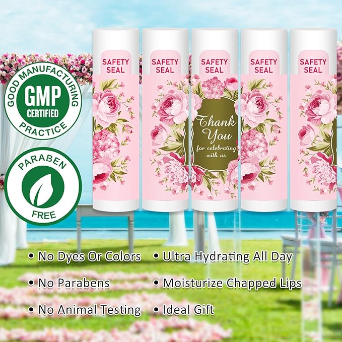 DMSKY Lip Balm Bulk 60 Pcs, Bridal Shower Gifts for Guests,Thank You Gifts for Coworkers Women Men, Bridal Wedding Favors for Guests
