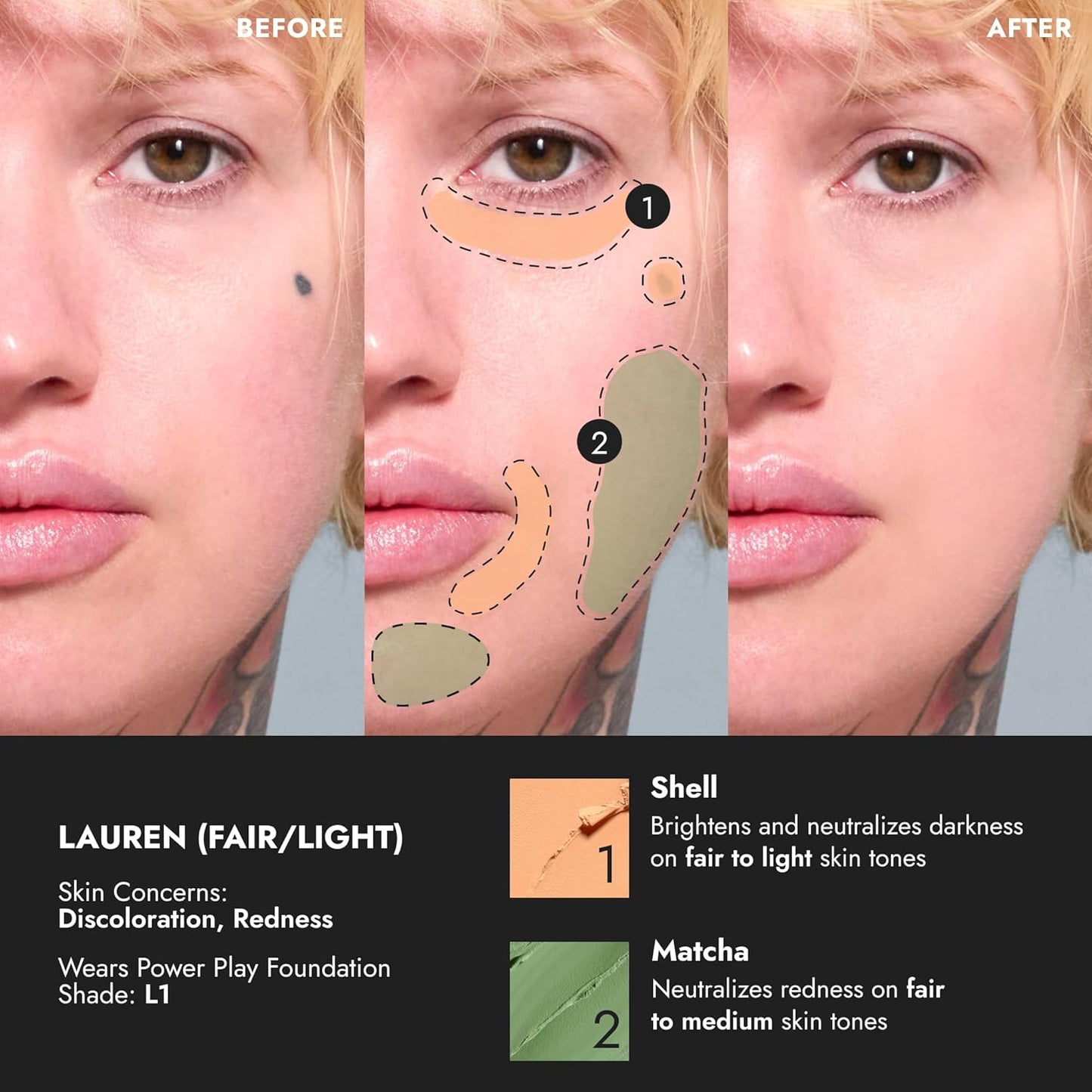 Cover FX Correct Stick Peach Color Corrector Concealer - Shell: Neutralize Darkness & Discoloration (Fair to Light Skin Tones) - Creamy Lightweight Full Coverage