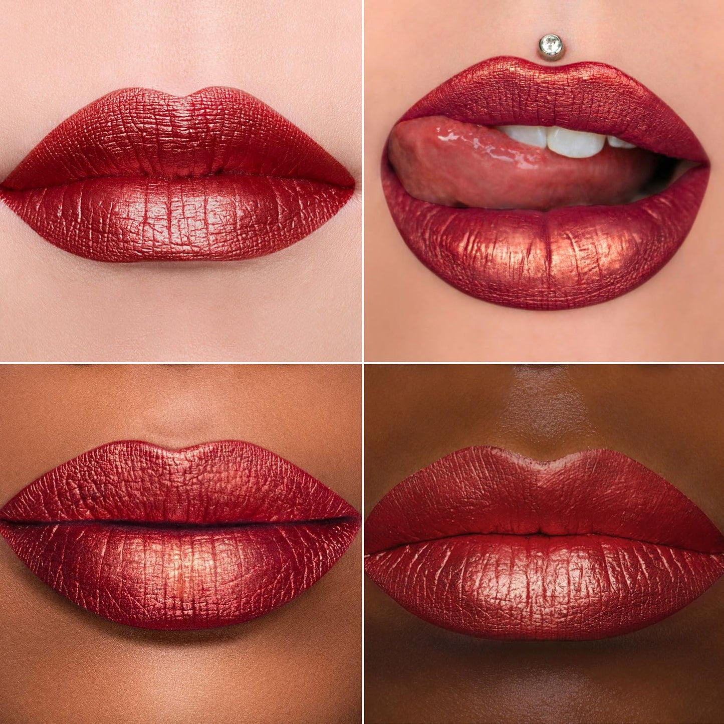 MAKI YIKA Red Lipstick for Women Metallic Lipsticks Glitter Long Lasting Lipstick No Smudge No Transfer Shimmer Liquid Lip Gloss (BR06 Dangerous)