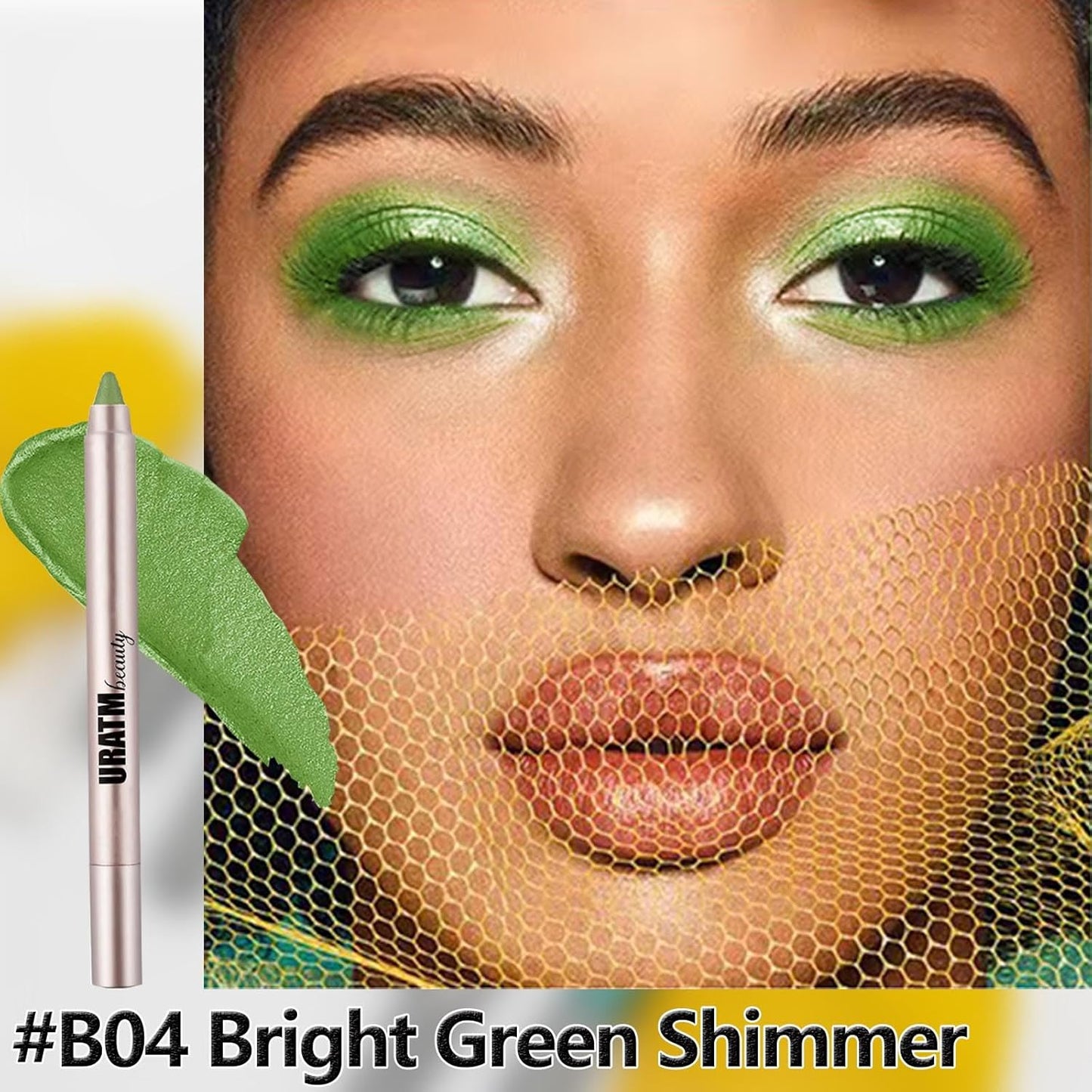 Bright Green Eyeshadow Stick, Blendable Creamy eyeshadow Eye Brightener Stick, Waterproof Eyeshadow Pencil Long Lasting, Smooth Shimmer Eye Shadow Highlighter Eye Liner.#B04 bright greenh shimmer
