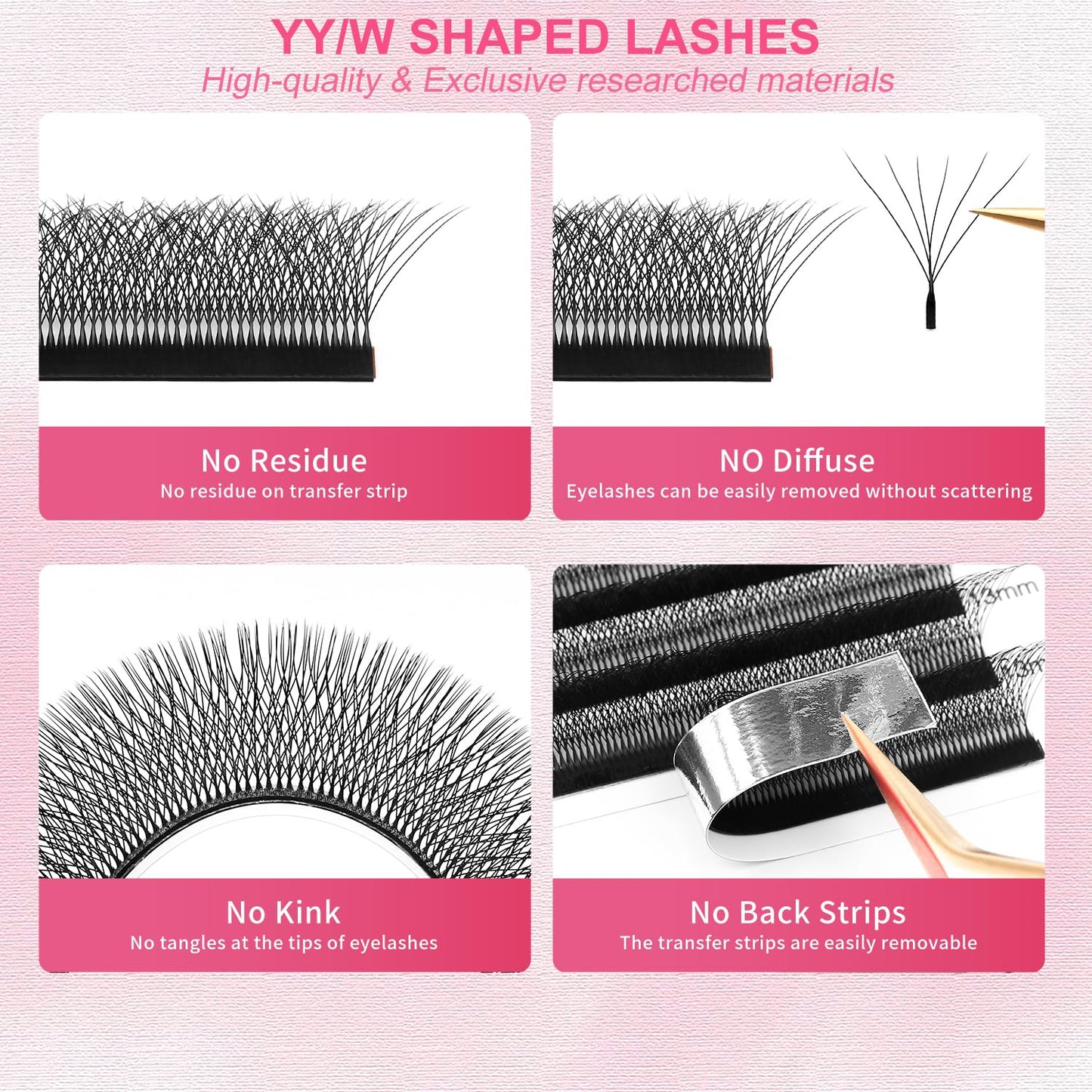 W Lash Extensions Supplies 7D Eyelash Extensions W Shape 0.07mm Thickness D Curl 12mm Premade Fans Easy Fan Lashes Volume Matte Black 12 Rows Crisscross Eye Lashes(W-7D-0.07-D,12mm)