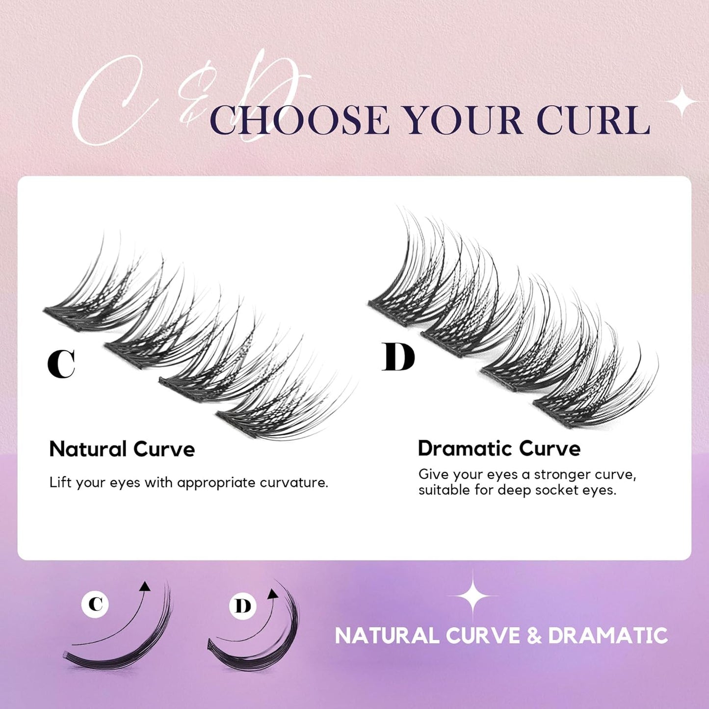 GAQQI Lash Clusters, GQ03 False Eyelashes DIY Lash Extensions D Curl 168PCS Cluster Lashes 10-16MM, Wispy and Natural Lash Wisps (GQ03,10-16mm,D Curl)