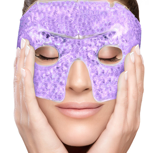 Eye Mask Get Rid of Puffy Eyes Migraine Relief, Sleeping, Travel Therapeutic Hot Cold Compress Pack With Cover Gel Beads, Spa Therapy Wrap for Sinus Pressure Face Puffiness Headaches Purple