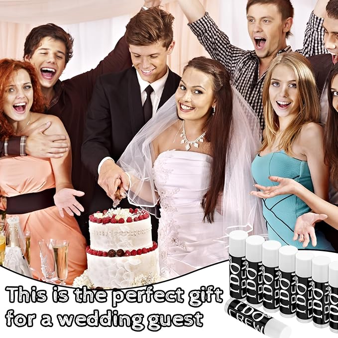 24 Pcs Bachelorette Lip Balm I Do Crew Wedding Party Gifts Bachelorette Lip Balm Gift Wedding Favors for Bachelorette Wedding Party Guest Supplies (Black with White)