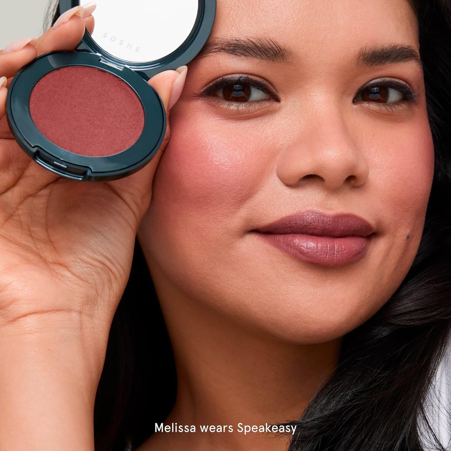 SOSHE Beauty - Blurring Pillow Blush | Featherlight, Cushiony, Cream to Powder Formula | Squalane, Cucumber Seed Extract, Ashwagandha Root | Vegan, Clean, Cruelty-Free (Speakeasy, Dusty Mauve)