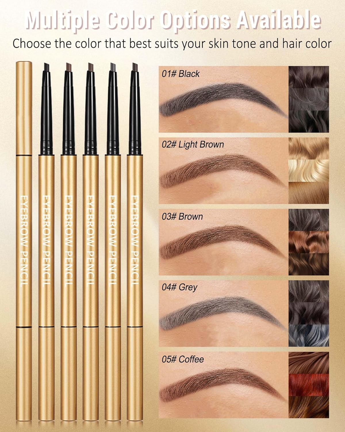 Eyebrow Pencil, 12Pcs Grey Ultra-Fine Retractable Eye Brow Pencil,Long-Lasting Waterproof Eyebrow Tint Pen Kit for Define Shape and Fill Brow,Thanksgiving Eye Makeup Gift Set for Women Girl-04 Gray