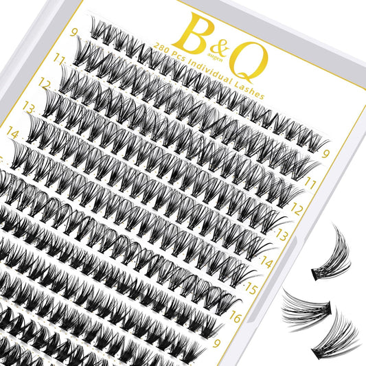 B&Qaugen Lash Clusters 30D 50D-C-9-16MIX Individual 280 Clusters False Eyelash 9-16MIX Lash Clusters Extensions DIY Eyelash Extensions at Home (30D 50D,C-9-16MIX)