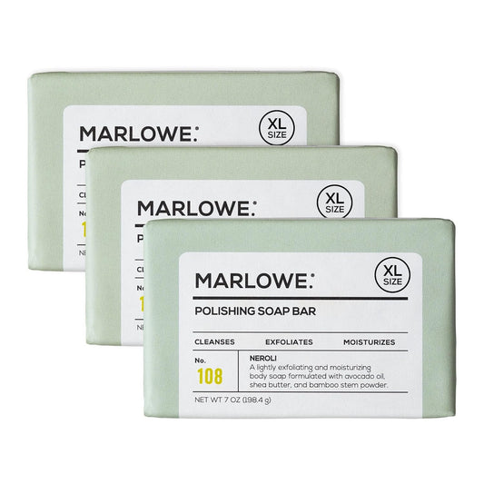 MARLOWE. No. 108 Lightly Exfoliating Soap Bar, 7oz (3 Bars) Polishing, Moisturizing & Cleansing Bar Soap for Men, Made with Natural Ingredients