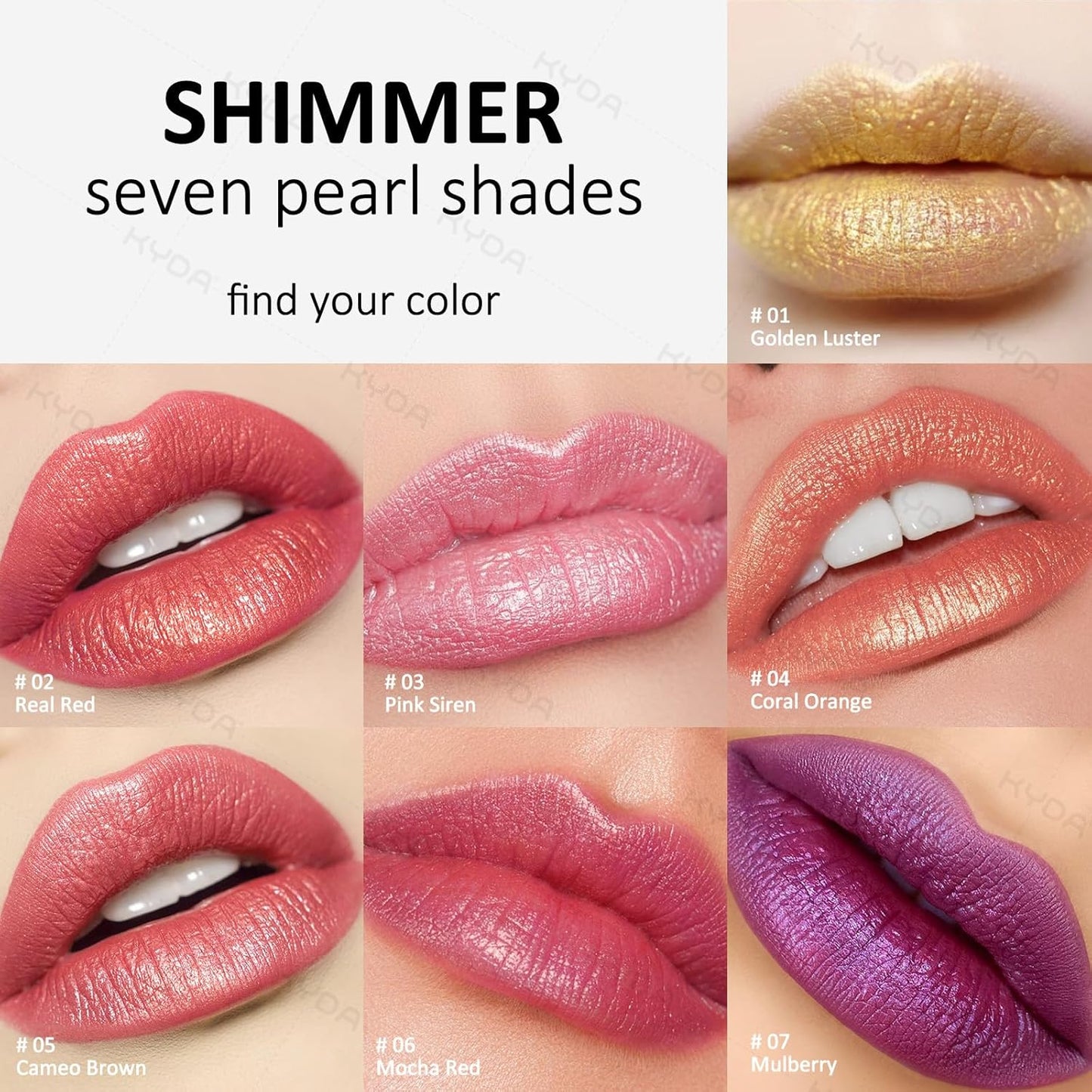 KYDA Purple Shimmer Lipstick, Metallic Pearl Lipstick, Lasting Non-sticky Glitter Lips Color, High Glossy Lips Makeup for Women, Mulberry