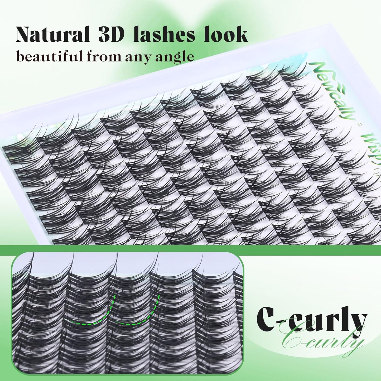 Wispy Lash Clusters Natural Look Eyelash Clusters Eyelash Extension C-curly Manga Individual Lashes 10-16mm DIY Lash Extension at Home by Newcally