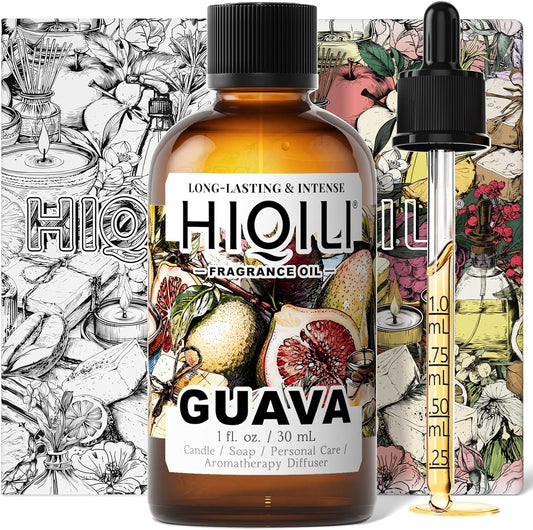 HIQILI Guava Fragrance Oil for Candle, Soap & Bath Bombs Making, Long-Lasting Fruity Scent, and Indoor Diffusers Use - 1 Fl Oz