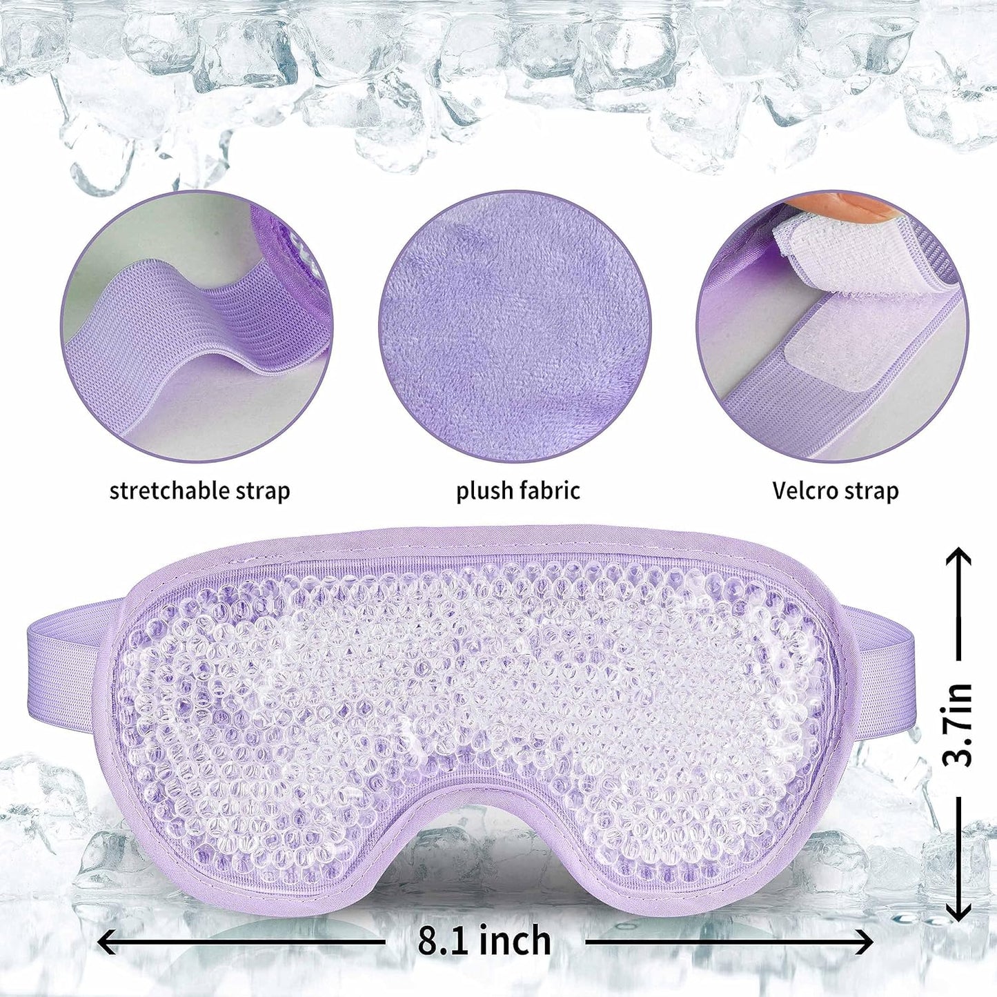 Cooling Eye Mask with Gel Bead, Reusable Cold Compress Ice Pack Sleeping Eye Cooling Pads for After Eyelid Surgery, Puffiness, Puffy Eyes, Headache, Migraine Relief （Purple）