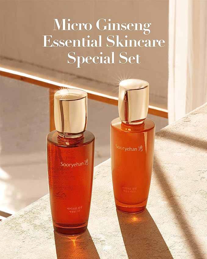 SOORYEHAN Micro Ginseng Essential Skincare Special Set (540 ml/18.26 fl oz) - Wrinkles/Fine Lines, Skin Elasticity & Intensive Hydration. Amino Acids & Ginsenocide