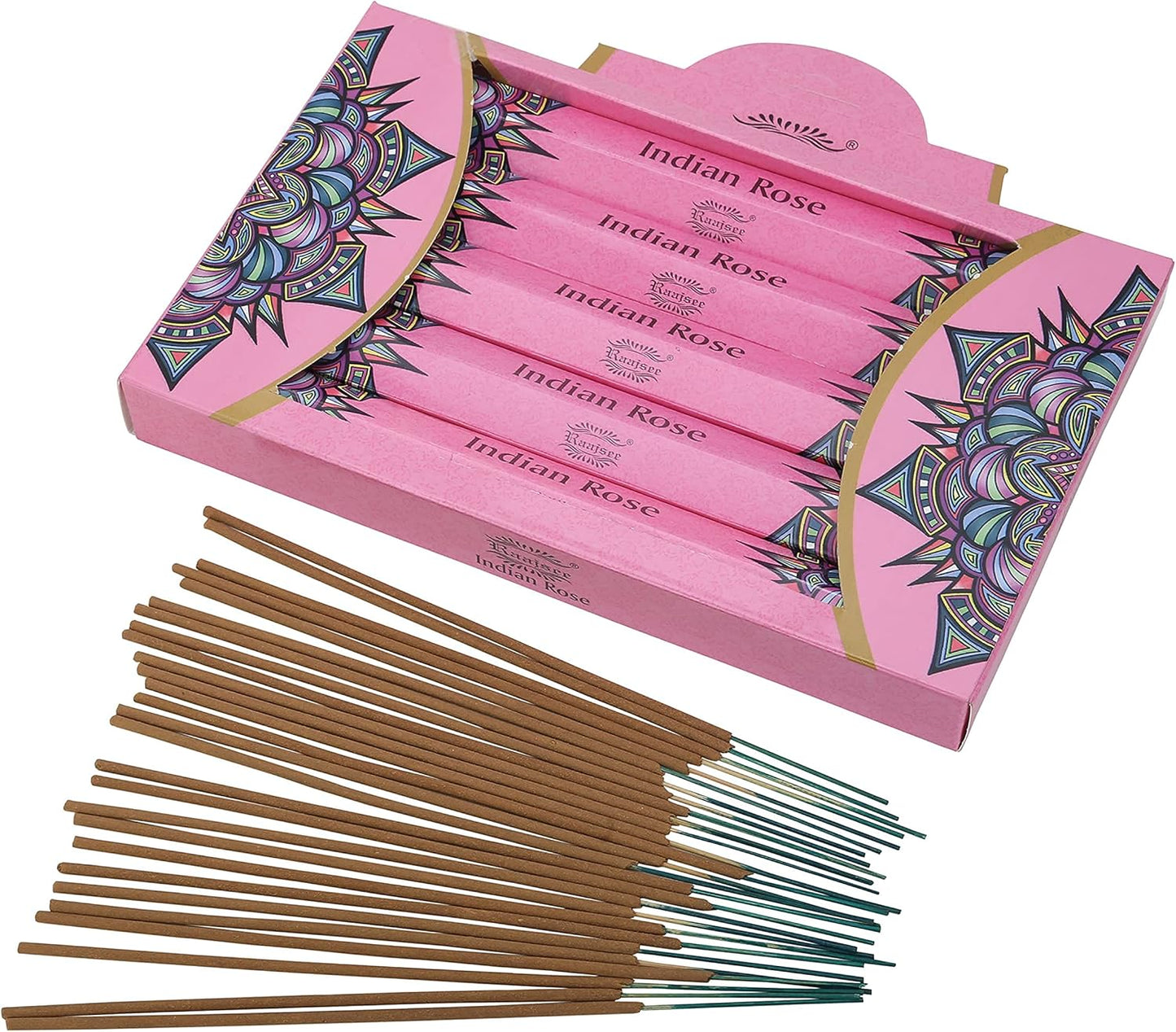 Raajsee Rose Incense Sticks 15 Sticks x 5 Pack -100% Pure Organic Natural Insense-Sticks - Hand Rolled Free from Chemicals - incent Perfect for Church Aromatherapy, Stress Relief, Meditation