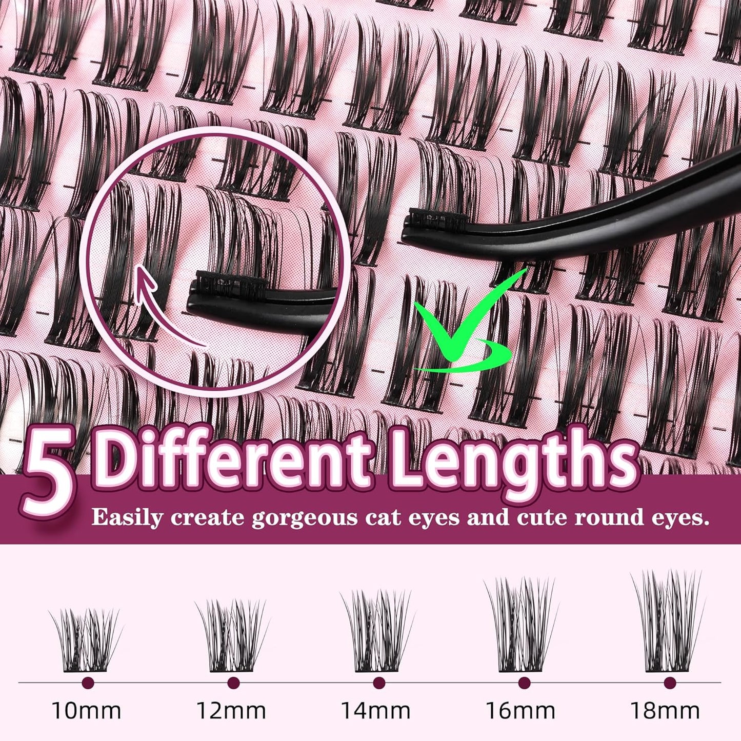 Lashes Clusters D Curl Fluffy Lash Clusters 0.07D 10-18 MIX 144 Eyelashes Individual Lashes Clusters DIY Lash Extensions at Home False Lashes Wide Band Natural Eye Lash Clusters