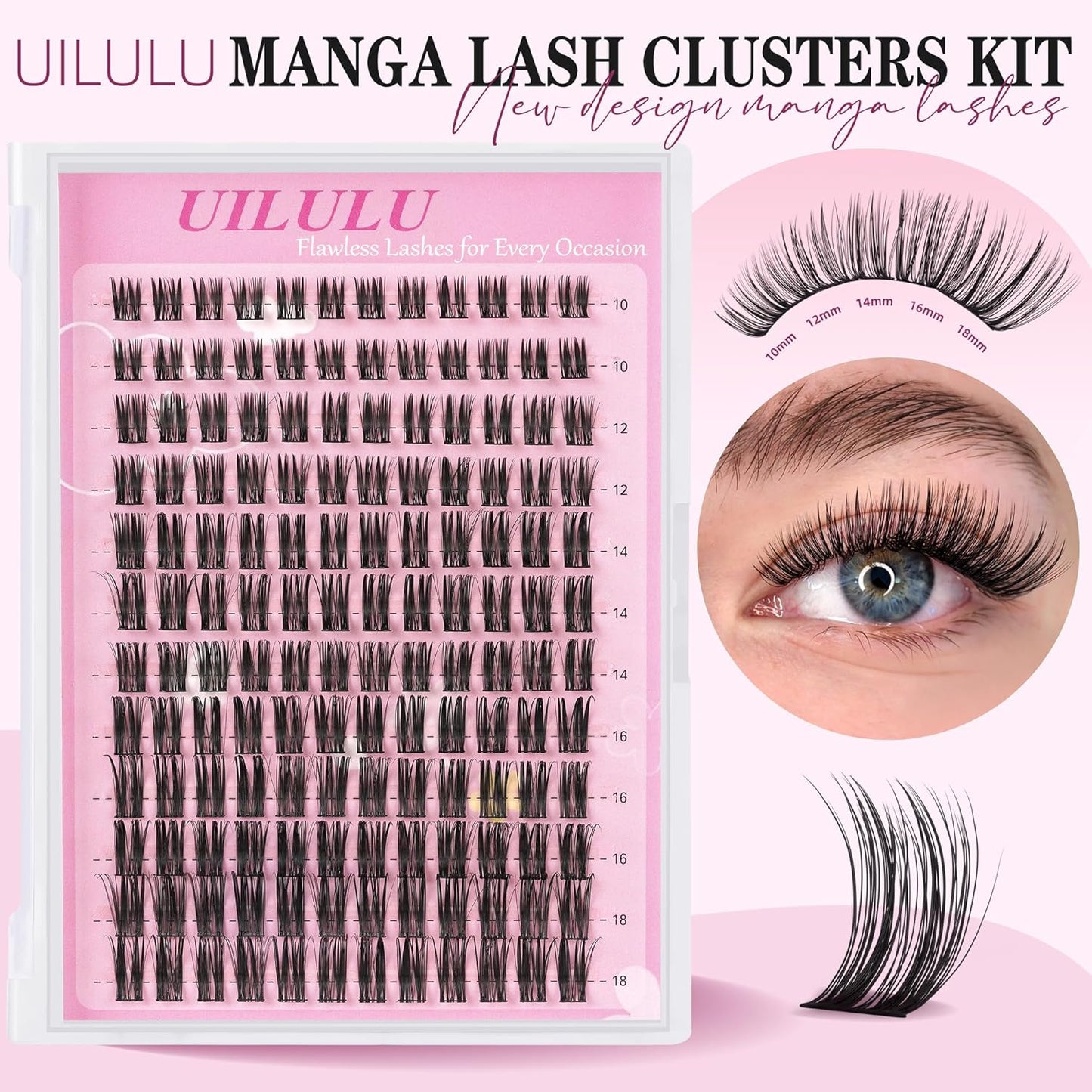 Lashes Clusters D Curl Fluffy Lash Clusters 0.07D 10-18 MIX 144 Eyelashes Individual Lashes Clusters DIY Lash Extensions at Home False Lashes Wide Band Natural Eye Lash Clusters