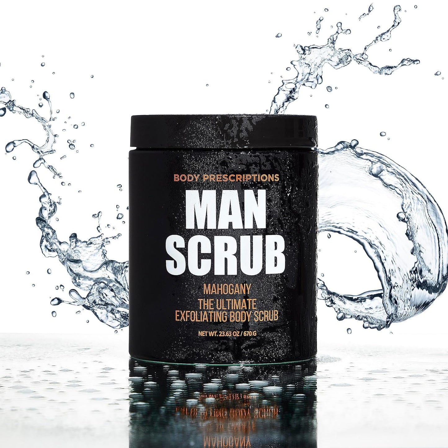 Body Prescriptions Men’s Exfoliating Body Scrub – Ultimate Skin Cleansing Wash in Jar with Twist-Top Lid, For All Skin Types, 21 Ounce (Pack of 4), Mahogany