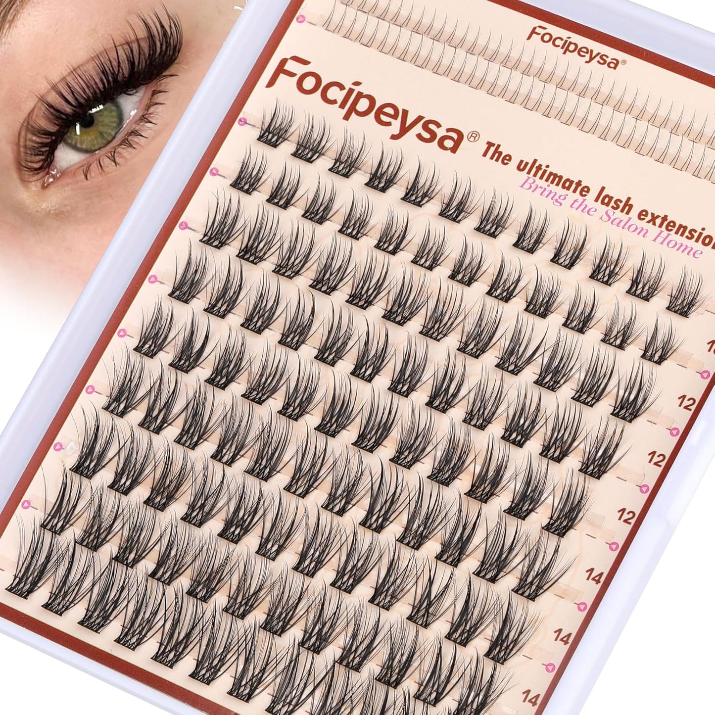 Focipeysa Natural Look Lash Clusters Wispy Cluster Eyelash Extensions 10-16mm Eyelash Extensions C-Curl Lashes Extensions with Bottom Lashes Fairy Individual Eyelash DIY Lash Clusters at Home