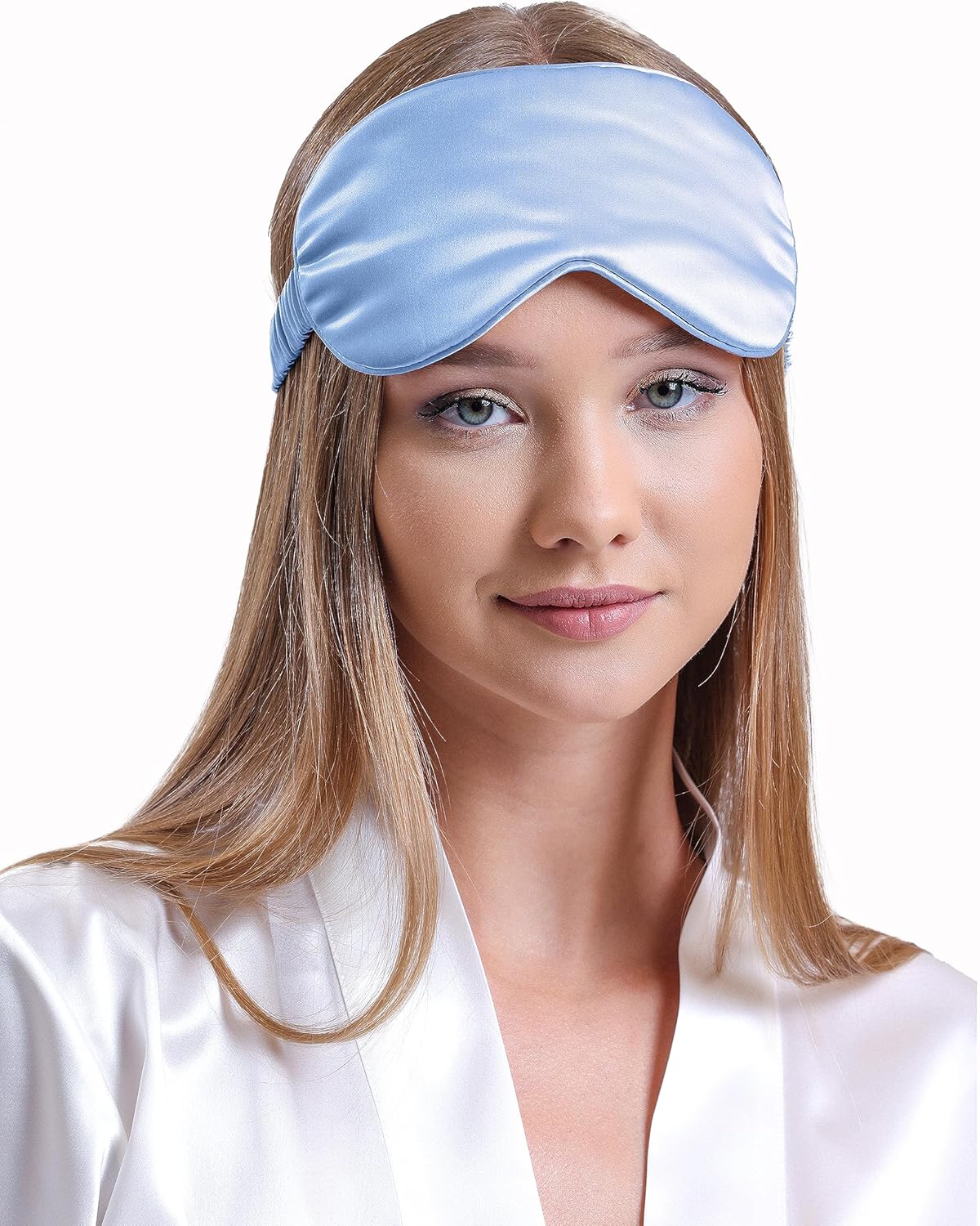 Silk Sleep Mask - 100% Pure 22 Momme Mulberry Silk Eye Sleeping Mask for Women and Men - Blackout Eye Mask for Sleeping (Blue)