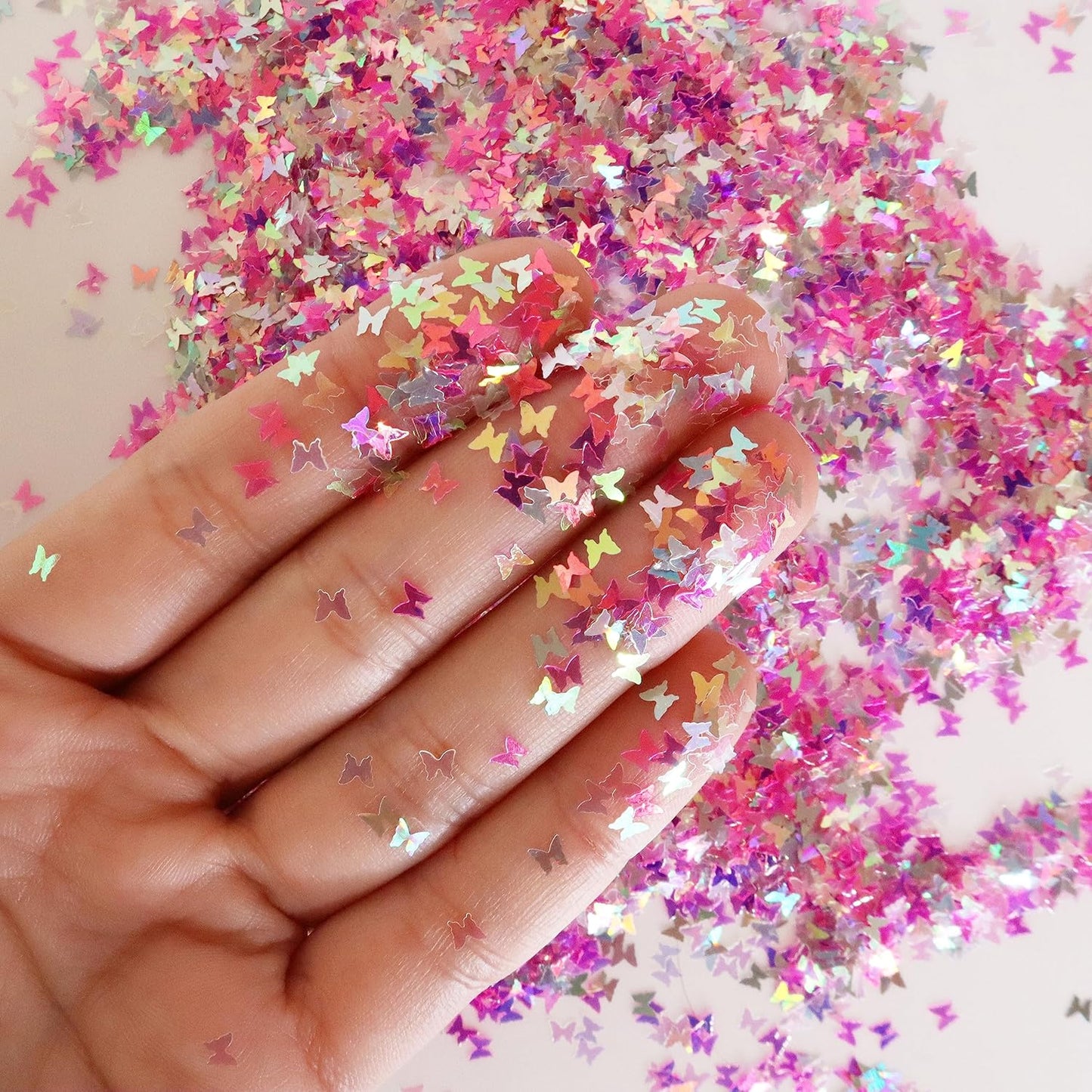 Pink Butterfly Face & Body Glitter - Chunky Glitter - Cosmetic Grade - Uses Include: Festival Rave Makeup Face Body Nails Resin Arts & Crafts, Resin, Tumblers, Bath Bombs - Solvent Resistant