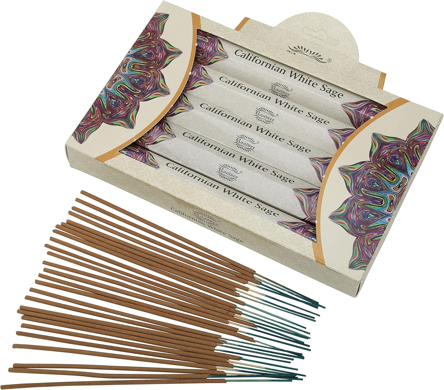 Raajsee White Sage Incense Sticks 15 Sticks x 5 Pack -100% Pure insense Organic Natural- Hand Rolled Free from Chemicals -insent Perfect for Church Aromatherapy, Stress Relief, Meditation (CALIFORNIAN