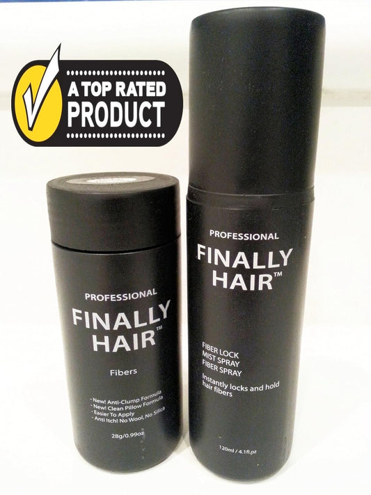 Hair Fibers Blond (light blond) Finally Hair 28g Bottle of hair building fibers and Finally Hair 120ml 4.1 oz. Bottle of Fiber Lock Hair Spray - Keratin Hair Building Fibers (Blonde (light Blonde))