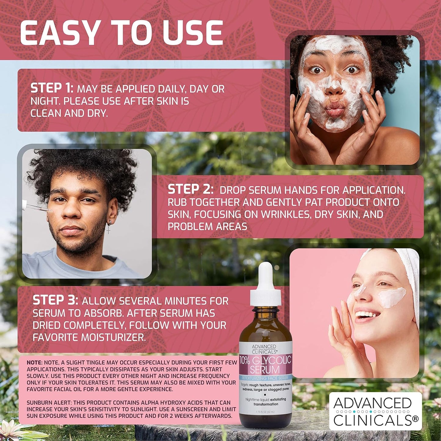 Advanced Clinicals 10% Glycolic Acid Serum For Face | Exfoliating AHA + Lactic Acid + Salicylic Acid Serum | Facial Chemical Peel Skin Care Treatment For Acne, Large Pores, & Dark Spots. 1.75 FL Oz