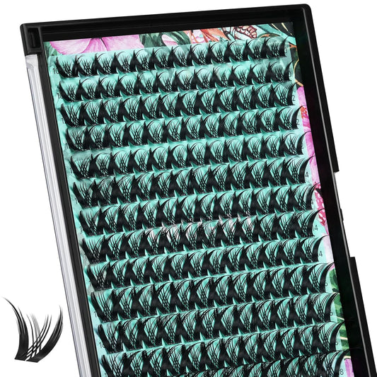 Lash Clusters Manga 168Pcs Eyelash Cluster Wet Look Ultra-Thin Invisible Lash Band Eyelashes Extensions Spiky Anime Wide Span Lashes(Kitten,C-Mix10-18mm)