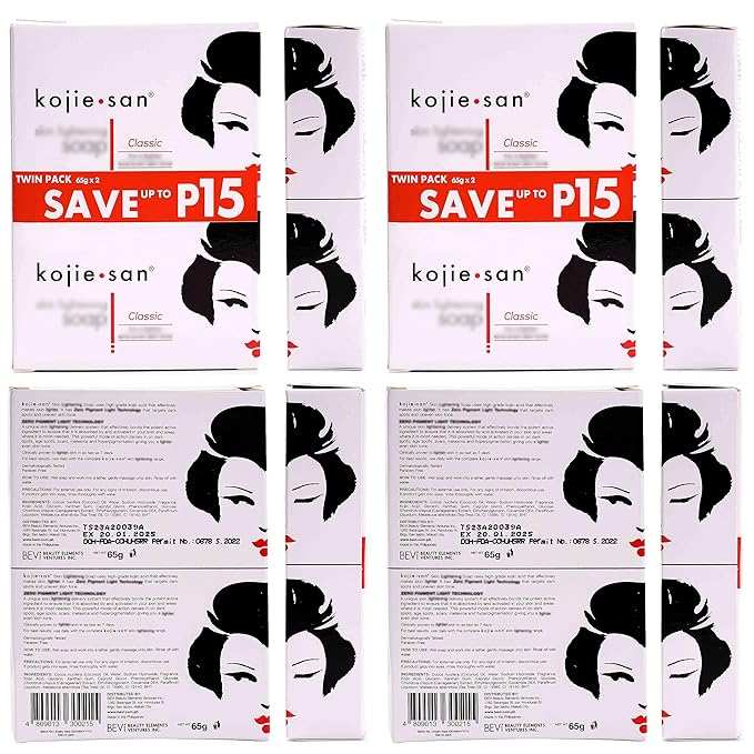 Kojie San Skin Brightening Brush Set - Original Kojic Acid Soap That Helps Reduces Dark Spots & Other Types of Skin Damage – 65g x 6 Bars and Relumins Deep Pore Facial Cleansing Brush