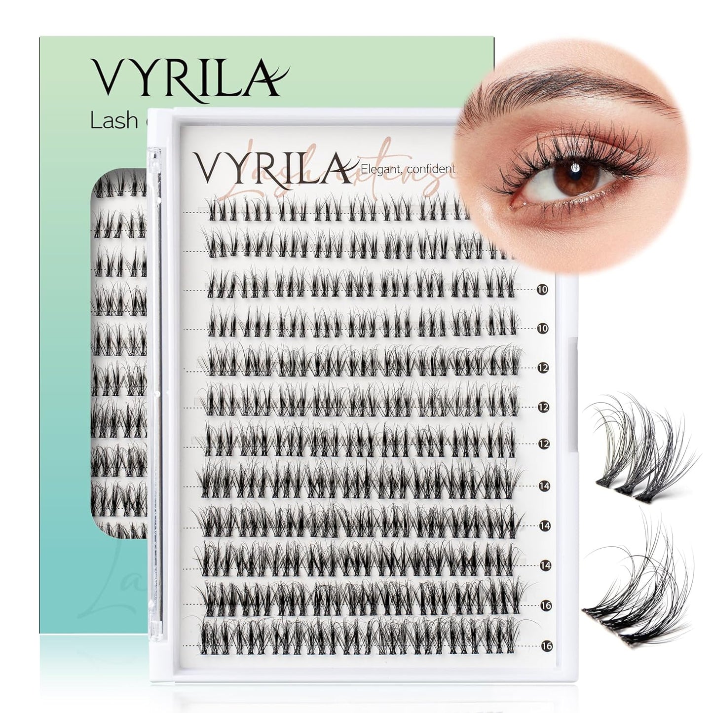 Lash Clusters 0.05mm Individual Lashes, 3D Wispy Lashes Clusters, 0.1mm Super Thin Band Resuable Natural Lashes,C Curl Faux Mink Lashes,108pcs Lash Extension (Green Soul-C-0.05-8-16mix)