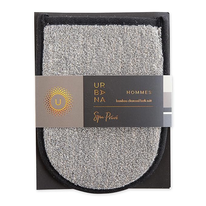 Urbana Spa Prive Men's Bamboo Charcoal Collection, Bath Mitt