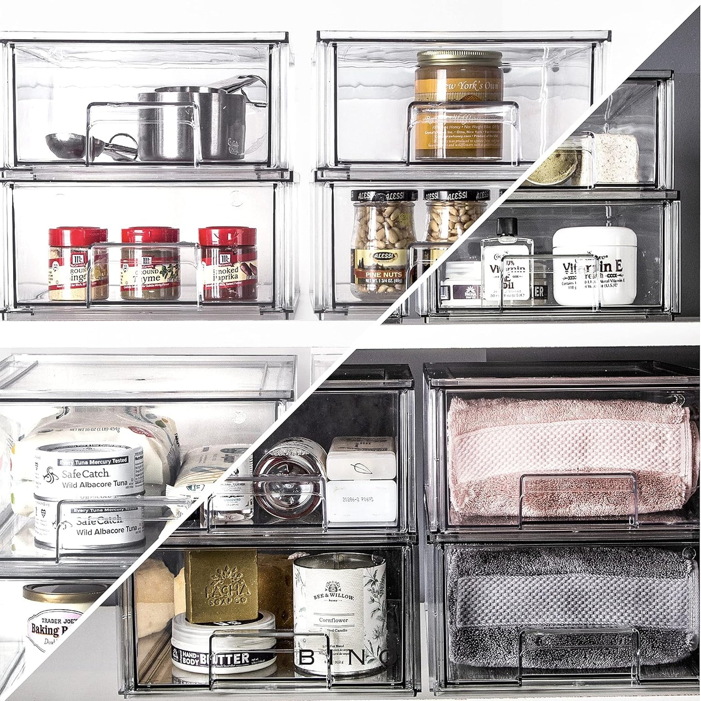 BINO | Stackable Storage Drawers, Large - Clear | THE CRATE COLLECTION | Storage Bins With Drawers | Bathroom Organizers | Under Sink Organizer | Vanity Cabinet Home Organization